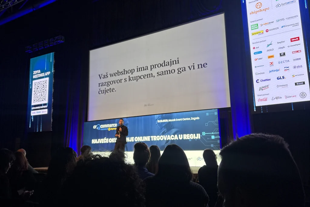 Ante Mihaljević speaking on stage at CRO Commerce 2026 in Zagreb